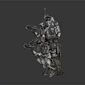 Sci-Fi Futuristic Mech Warrior Characters with Different Armored Poses 3d model