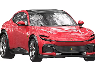 Red Ferrari Sports Car Sleek Coupe Style Design With Aerodynamic Front Fascia And Alloy Wheels 3d model