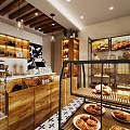 Cozy Dessert Shop Interior With Display Case And Pastries 3d model