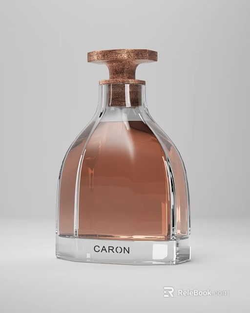Caron Perfume Bottle With Transparent Glass And Brown Liquid 3d model 