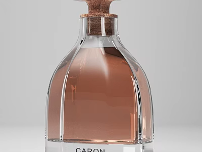 Caron Perfume Bottle With Transparent Glass And Brown Liquid 3d model