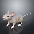 Cute 3D Mouse Character With Gray Body Pink Ears And Long Tail