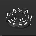 Modern Geometric Decorative Ornament Set With Circular Black White Structure And Illuminated Symmetrical Design