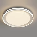 Modern Round Ceiling Light with Sleek White Design and Soft LED Illumination 3d model