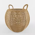 Handwoven Wicker Storage Basket With Two Handles For Home Organization