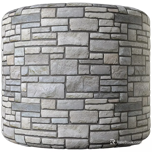Natural Stone Cylindrical Wall Component With Irregular Blocks And Textured Surface 3d model