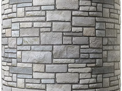 Natural Stone Cylindrical Wall Component With Irregular Blocks And Textured Surface 3d model