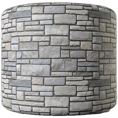 Natural Stone Cylindrical Wall Component With Irregular Blocks And Textured Surface 3d model