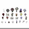 Various Colorful Flowers Arranged in Different Shaped Vases and Containers