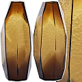 Close View Of Two Amber Colored Textured Glass Decorative Objects 3d model