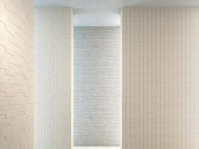 Building Components Featuring Beige Brick And Light Gray Textured Wall Structures 3d model