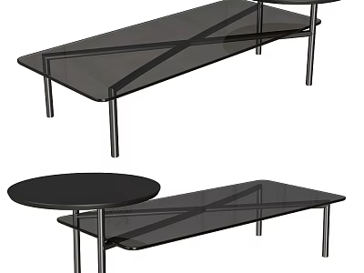 Modern Coffee Table With Glass Top Metal Legs And Different Shapes For Living Room 3d model