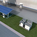 Industrial Equipment For Outdoor Charging Station At Modern Factory Plant With Electric Vehicle