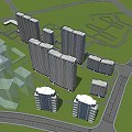 Modern High Rise Buildings With Glass Curtain Walls Balconies And Urban Green Space