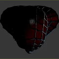 Red And Black Spider Man Mask With Blue Eyes And Web Pattern Design
