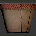Two Terracotta Garden Decor Pots With Red Wavy Rim Design Details