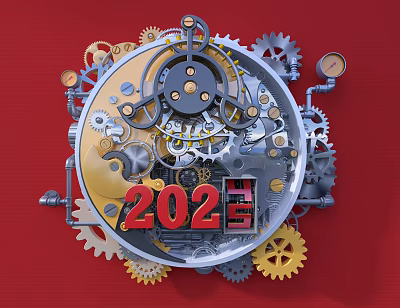 Mechanical Clock Internal Mechanism Gears On Red Background With 202 3d model Mechanical Clock Internal Mechanism Gears On Red Background With 202 3d model