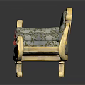 Luxurious Chaise Lounge with Gold Frame and Floral Fabric Red Accents