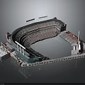 Detailed Modern Stadium Architectural Design With Seating Area And Surrounding Facilities