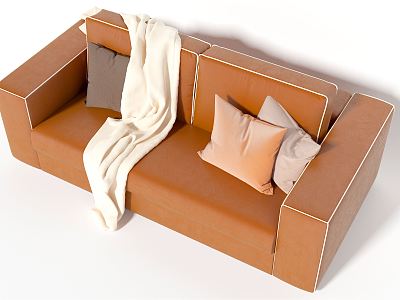 Modern double sofa double seat leather sofa model