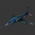 Green Camouflage Fighter Jet Model Featuring Serbian Flag White Crosses On Wings Gray Reflective Background