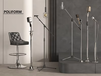 Entertainment Electronics Microphones with Adjustable Stands for Studio and Home Entertainment 3d model