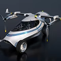 Futuristic Flying Car Flying in Sky With Propellers Wings and Wheels