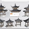 Traditional Chinese Landscape Pavilion With Classic Roof Wooden Structure And Various Designs