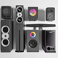 Tower Bookshelf and Subwoofer Audio Speakers With Modern Design and Colorful Front Panels