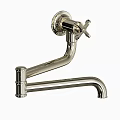 Chrome Plated Wall Mounted Faucet With Cross Handle And Curved Spout Design