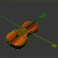 Vibrant Red Violin With Wooden Bow And Glossy Finish For Musical Use