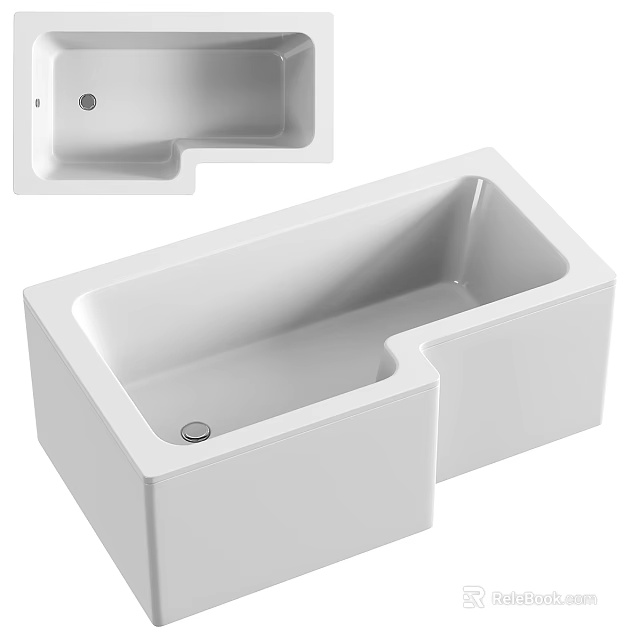 Modern White Freestanding Bathtub With Sleek Design Clean Lines And Integrated Drain 3d model 