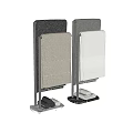Soft Textured Cotton Towels In White And Gray Hanging On Chrome Rack With Folded Design