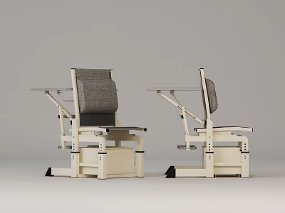 Modern Desk Chair Set With Gray Backrest And Light Colored Frame Design 3d model