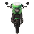 Kawasaki Green Modern Vintage Motorcycle With Classic Design Black Seat And Round Headlight