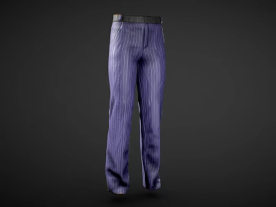 Stylish Purple Striped Pants With Black Belt For Modern Casual Outfits 3d model