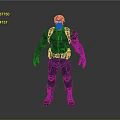 3D Male Character Design With Blue Jacket Mechanical Arm And Utility Belt