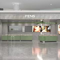 FENS Modern Jewelry Store Interior With Green Counters Display Areas And Wall Posters