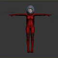 Character In Red Bodysuit With Blue Helmet Outstretched Arms And Holding Airplane Model