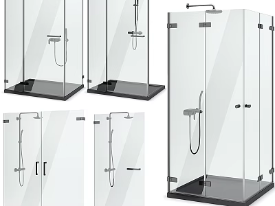 Modern Glass Shower Enclosure Design With Frameless Doors And Chrome Fixtures 3d model