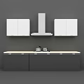 Modern Kitchen With White Upper And Dark Gray Lower Cabinets And Light Countertop