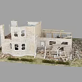 Collapsed House Model With Wooden Structure Debris Damaged Walls And Wreckage