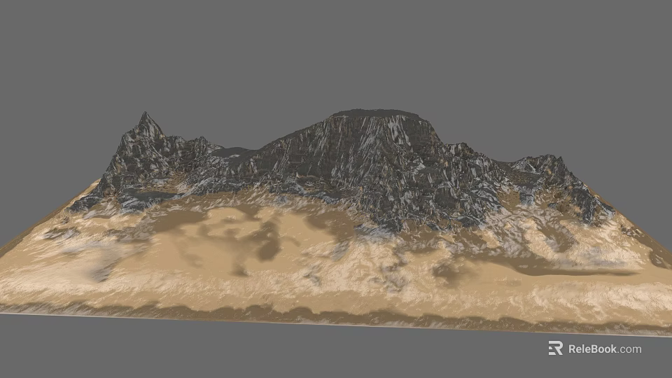 Detailed Micro Terrain Model Featuring Mountain Ranges And Sandy Terrain Texture 3d model