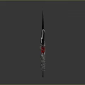 Ornate Dagger With Black Blade Silver Hilt Red Gemstone And Chain Decoration