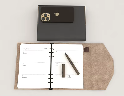 Open Notebook With To Do List Pages Pen Eraser And Black Cover 3d model