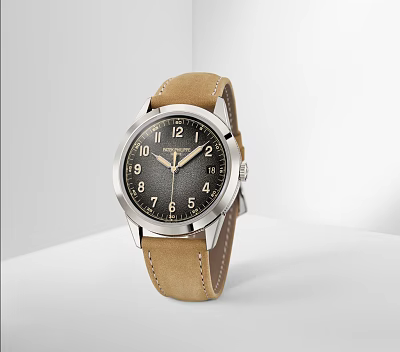 Classic Wrist Watch with Brown Leather Strap Black Dial and Stainless Steel Case 3d model