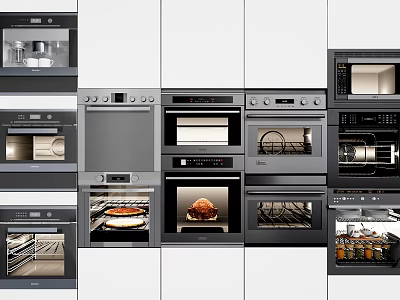 Modern Kitchen Appliances Collection Featuring Built in Ovens Microwaves And Cooking Devices 3d model