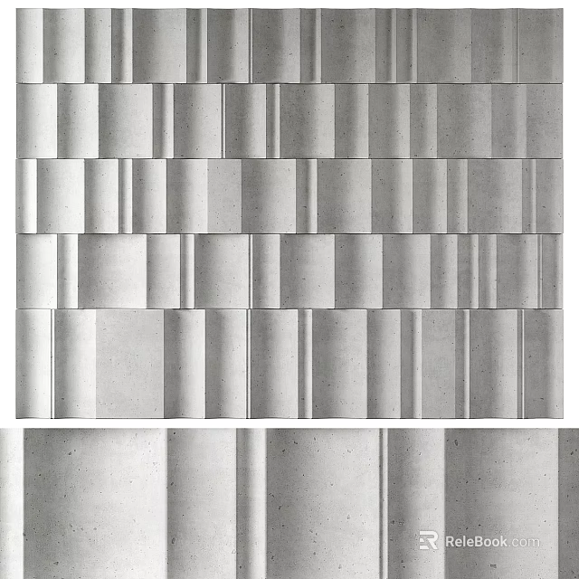 Modern Wall Paneling With Geometric Concrete Texture And Arranged Patterns 3d model 