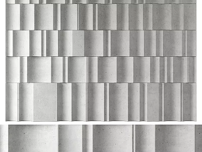 Modern Wall Paneling With Geometric Concrete Texture And Arranged Patterns 3d model