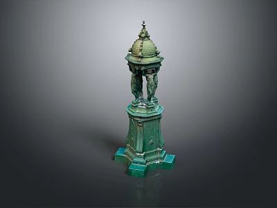 Outdoor Green Decorative Garden Ornament With Ornate Top Pillars And Sturdy Base Structure 3d model